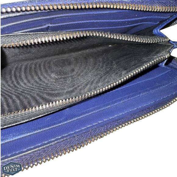 Bottega Veneta Turquoise/Navy Long Zip-Around Leather Continental Wallet 💙RARE - Picture 10 of 12